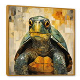 Cubist Abstraction Of A Turtle Using Olive Green - Turtle Canvas Wall Art