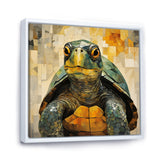 Cubist Abstraction Of A Turtle Using Olive Green - Turtle Canvas Wall Art