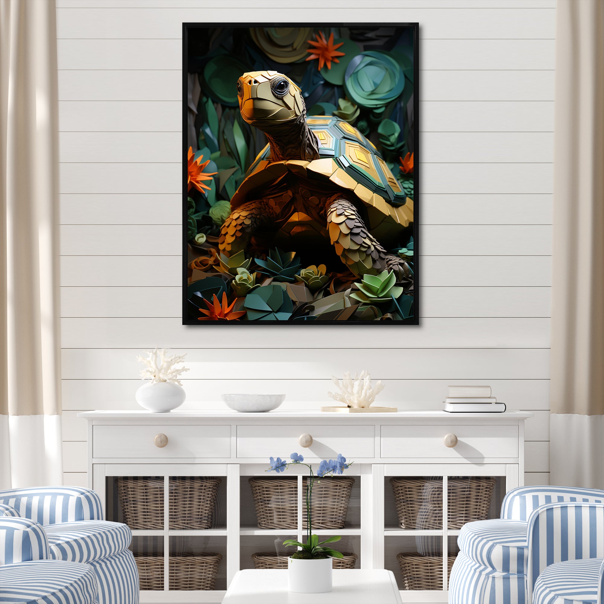 Cubist Reptile - Turtle Canvas Wall Art