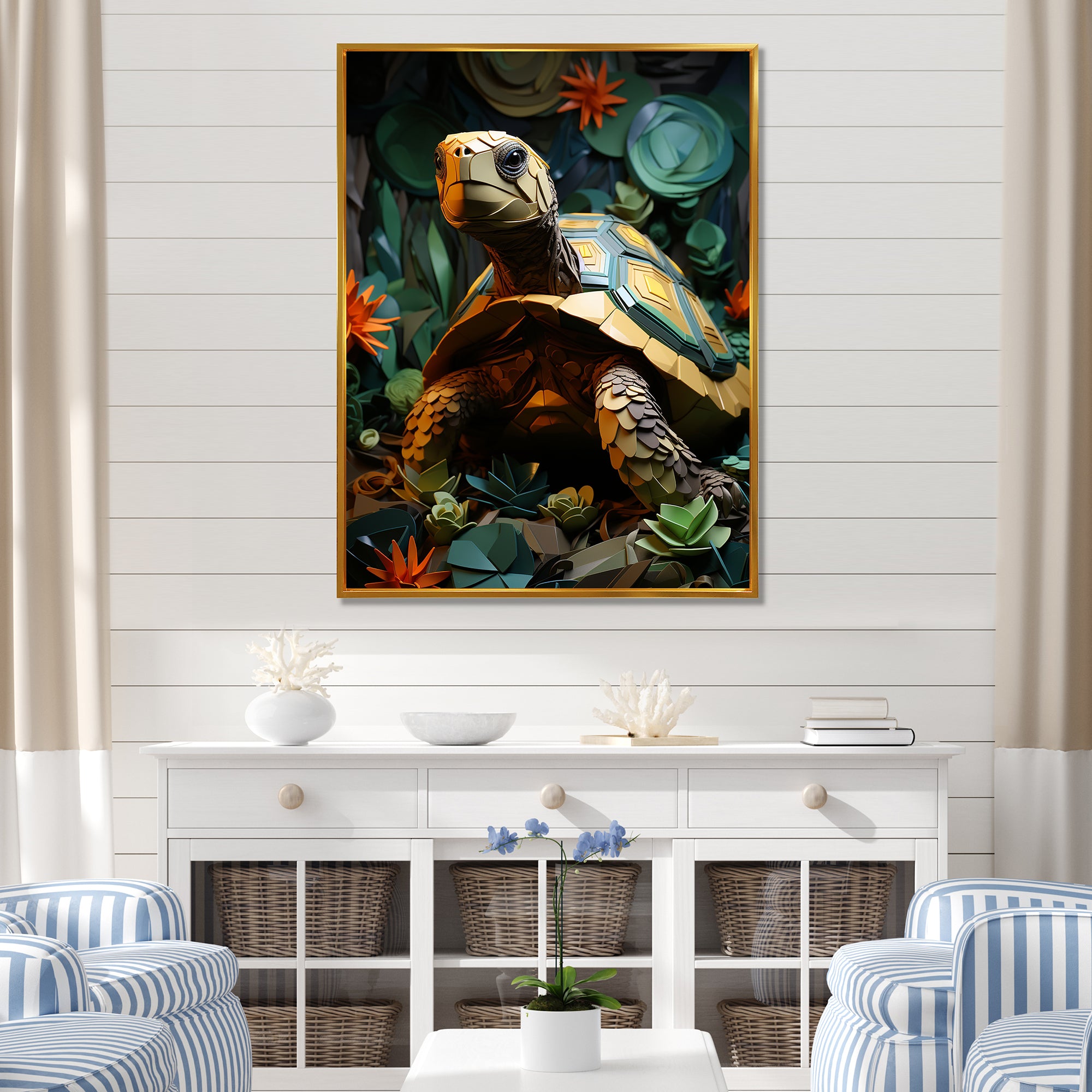 Cubist Reptile - Turtle Canvas Wall Art