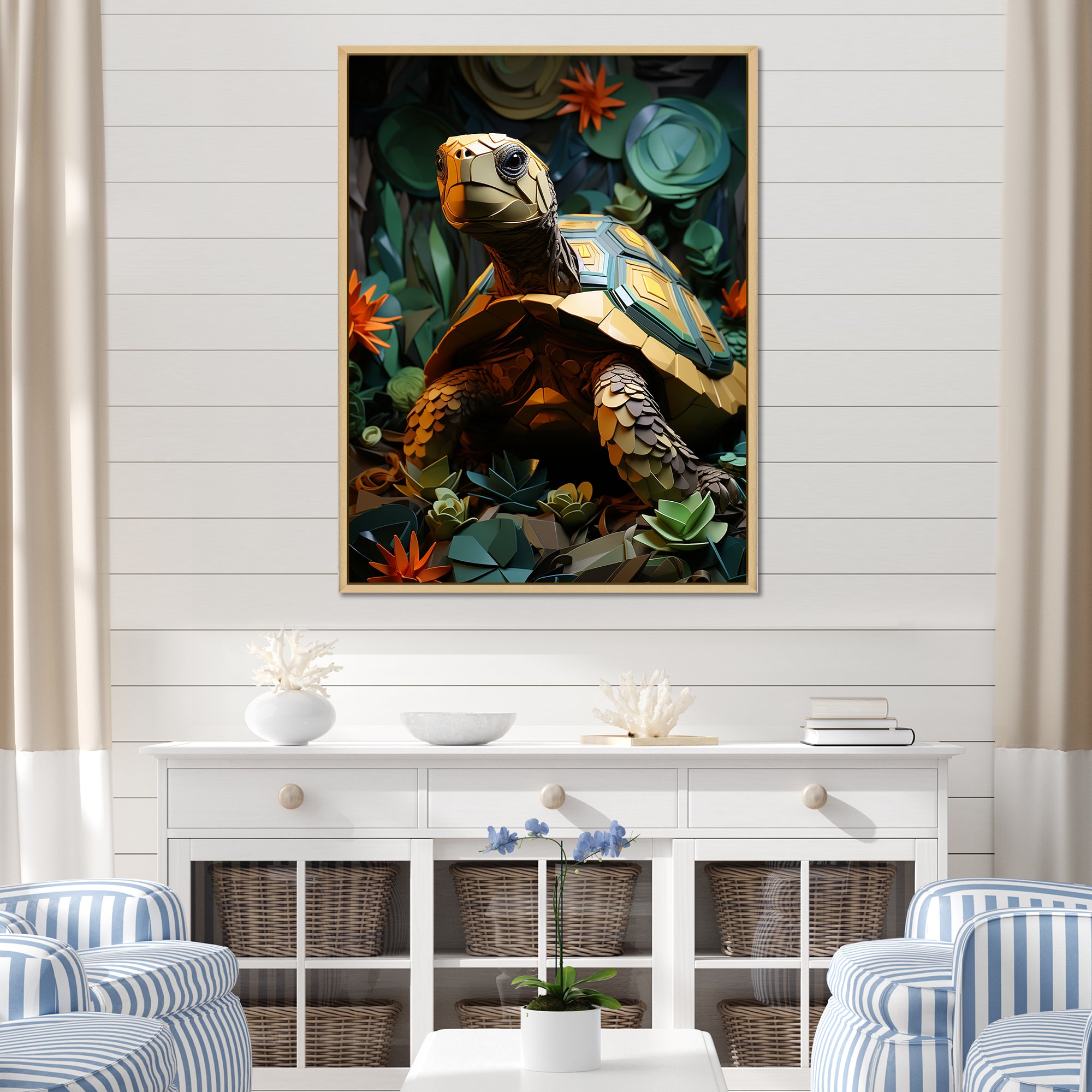 Cubist Reptile - Turtle Canvas Wall Art