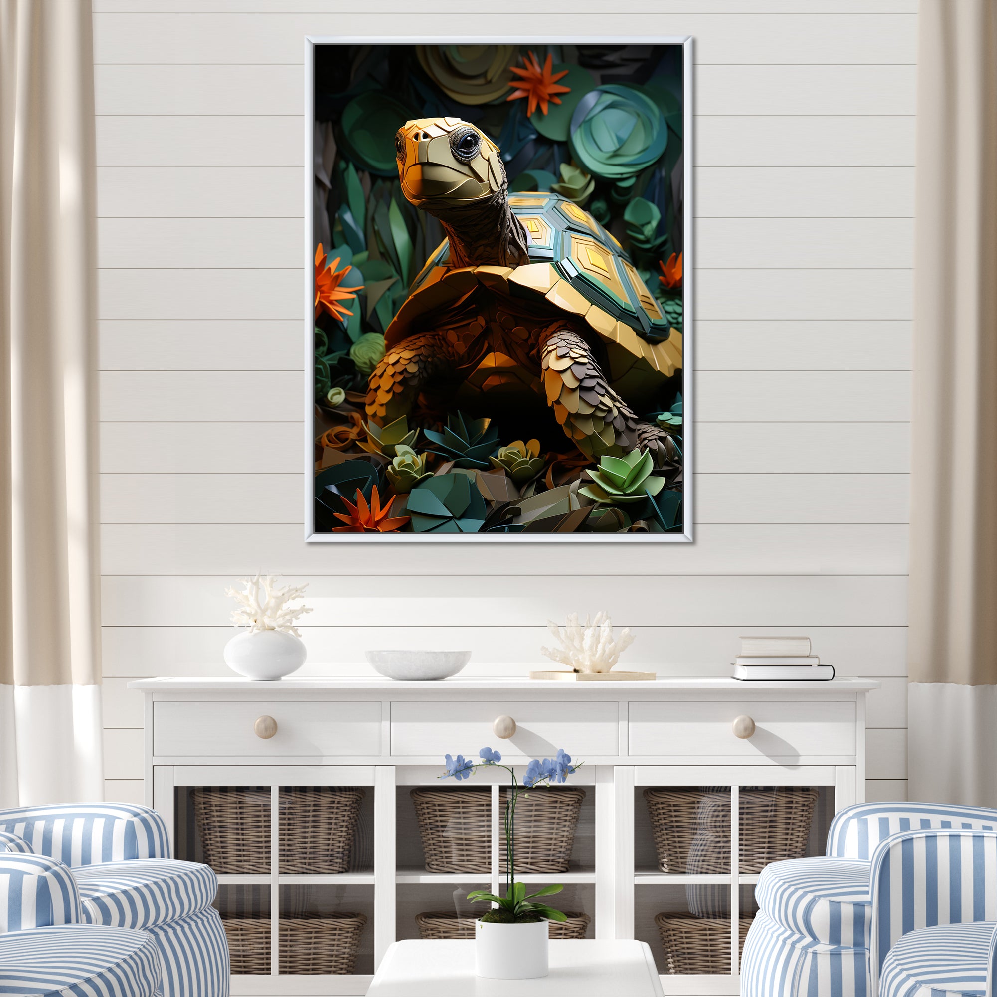Cubist Reptile - Turtle Canvas Wall Art