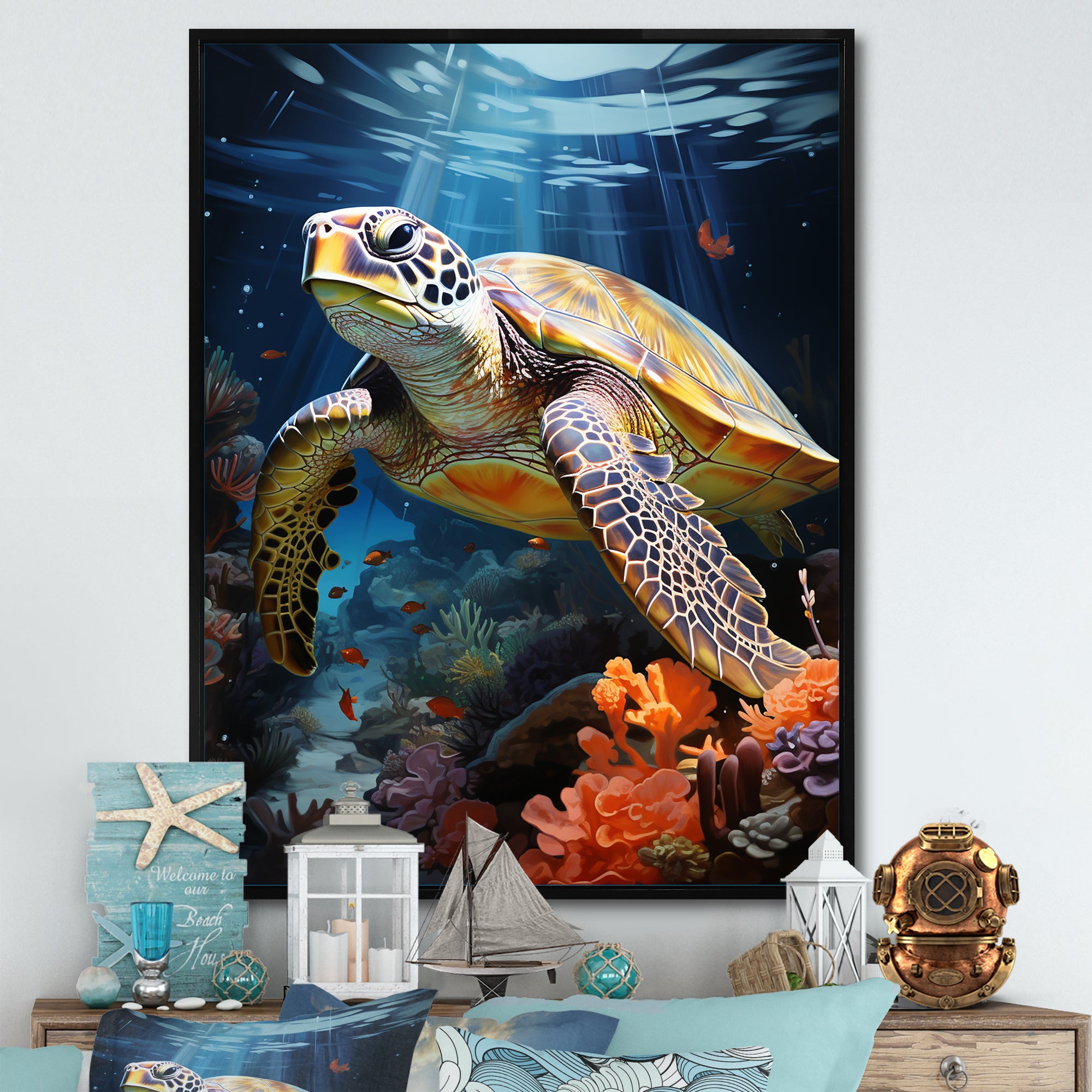 Dreamy Marine Encounter - Turtle Wall Decor