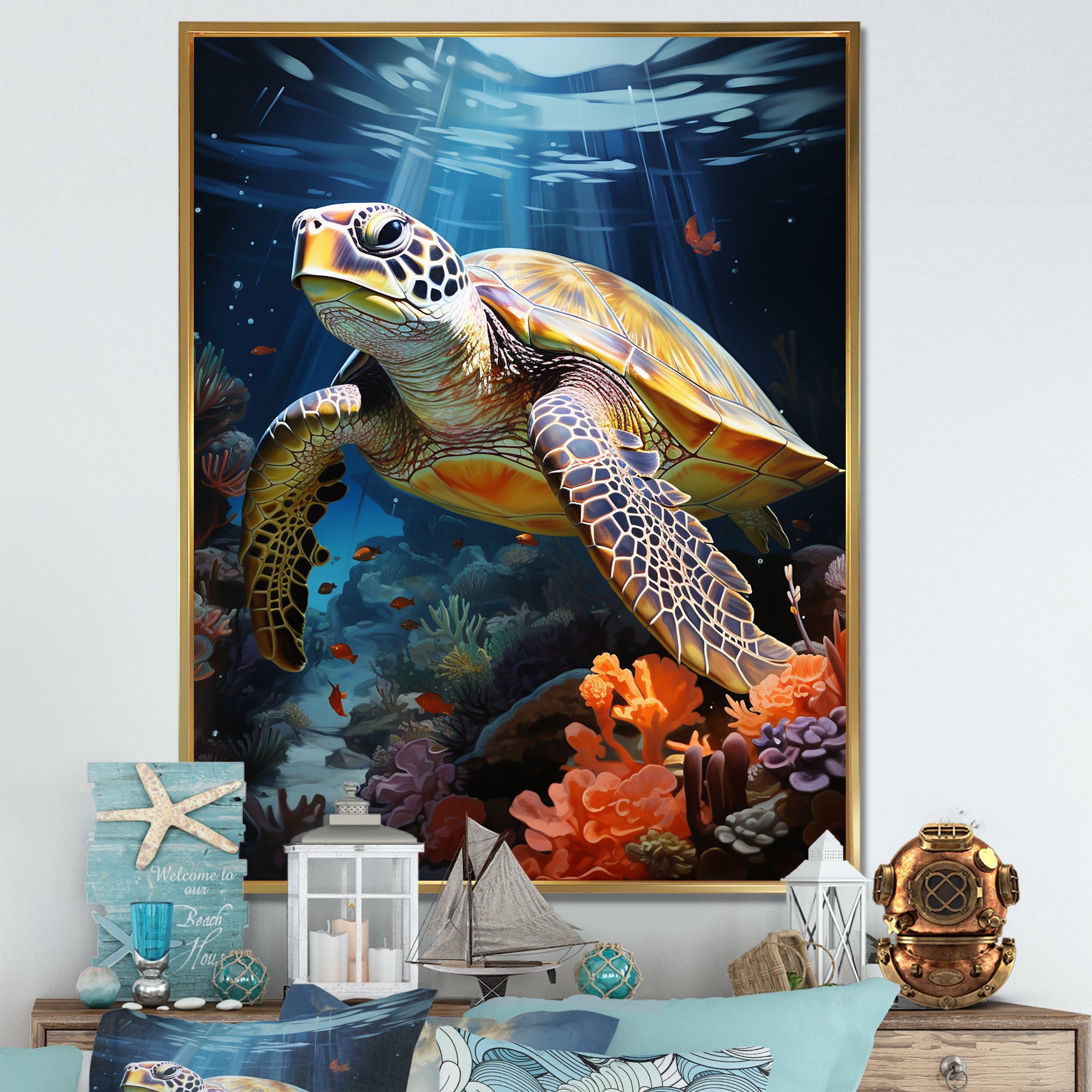 Dreamy Marine Encounter - Turtle Wall Decor