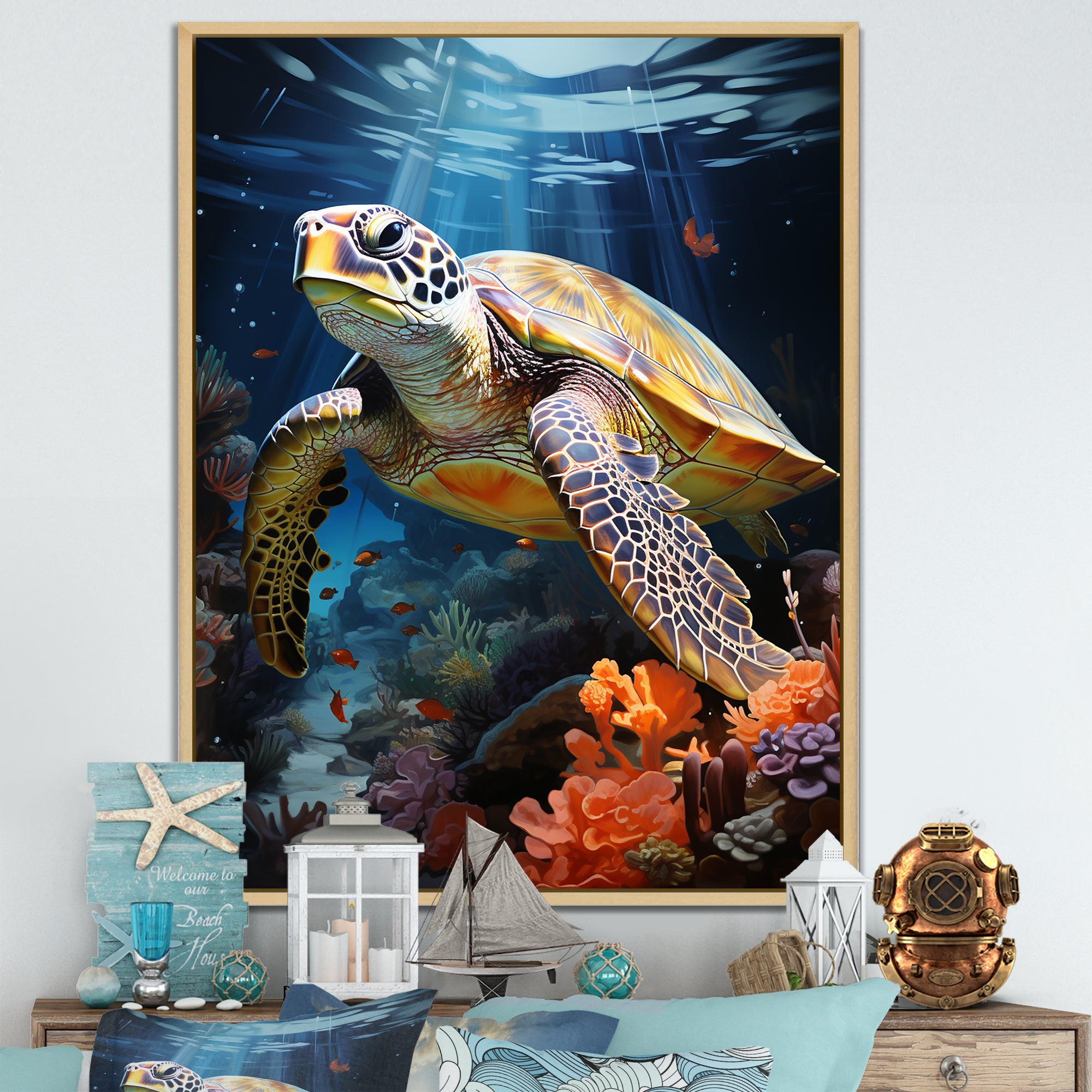 Dreamy Marine Encounter - Turtle Wall Decor