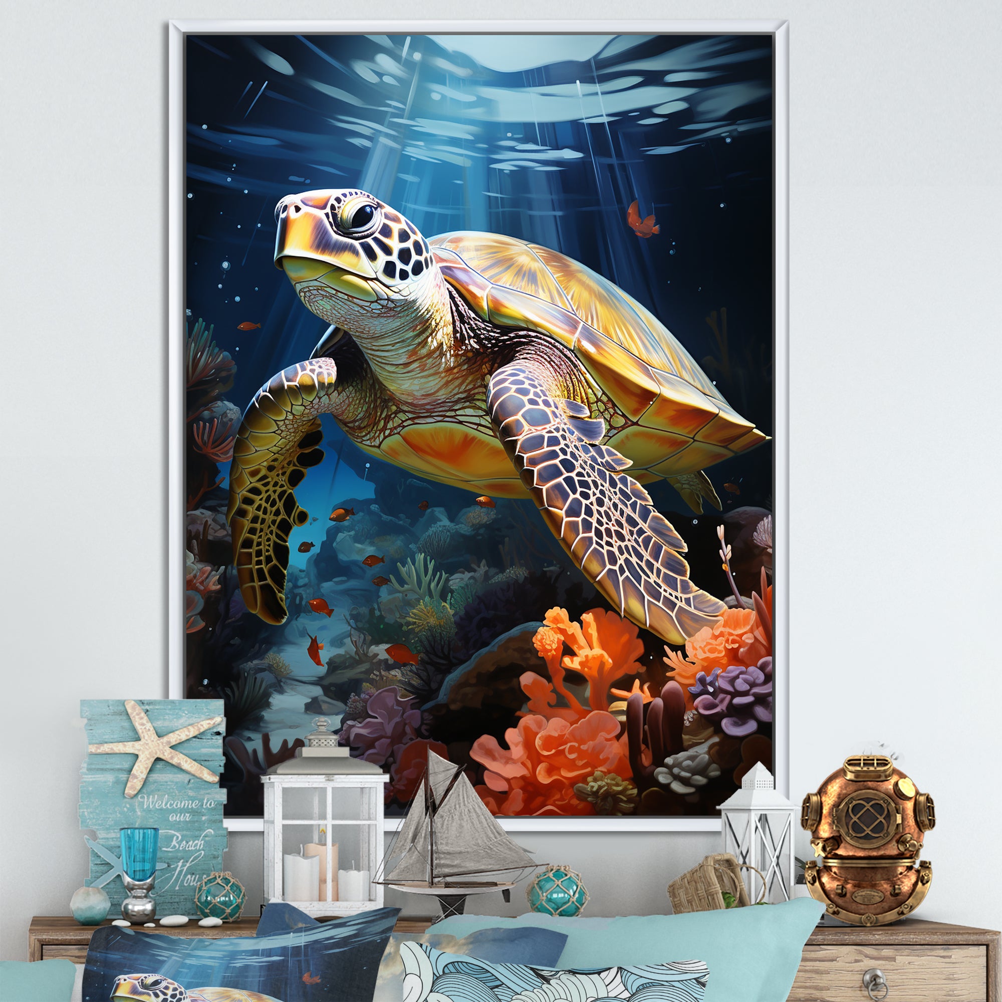 Dreamy Marine Encounter - Turtle Wall Decor