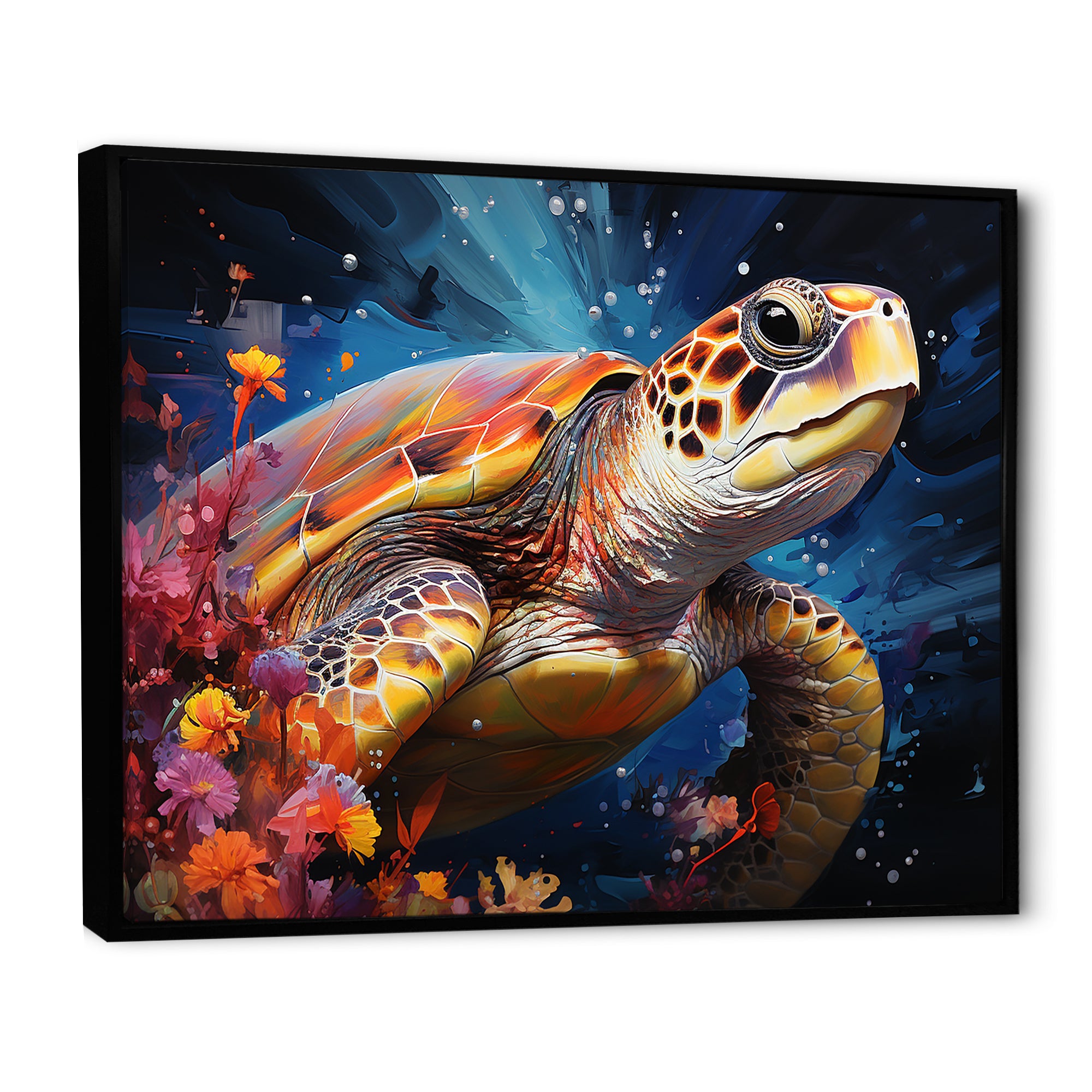 Serene Turtle Underwaters - Blue Turtle Wall Art