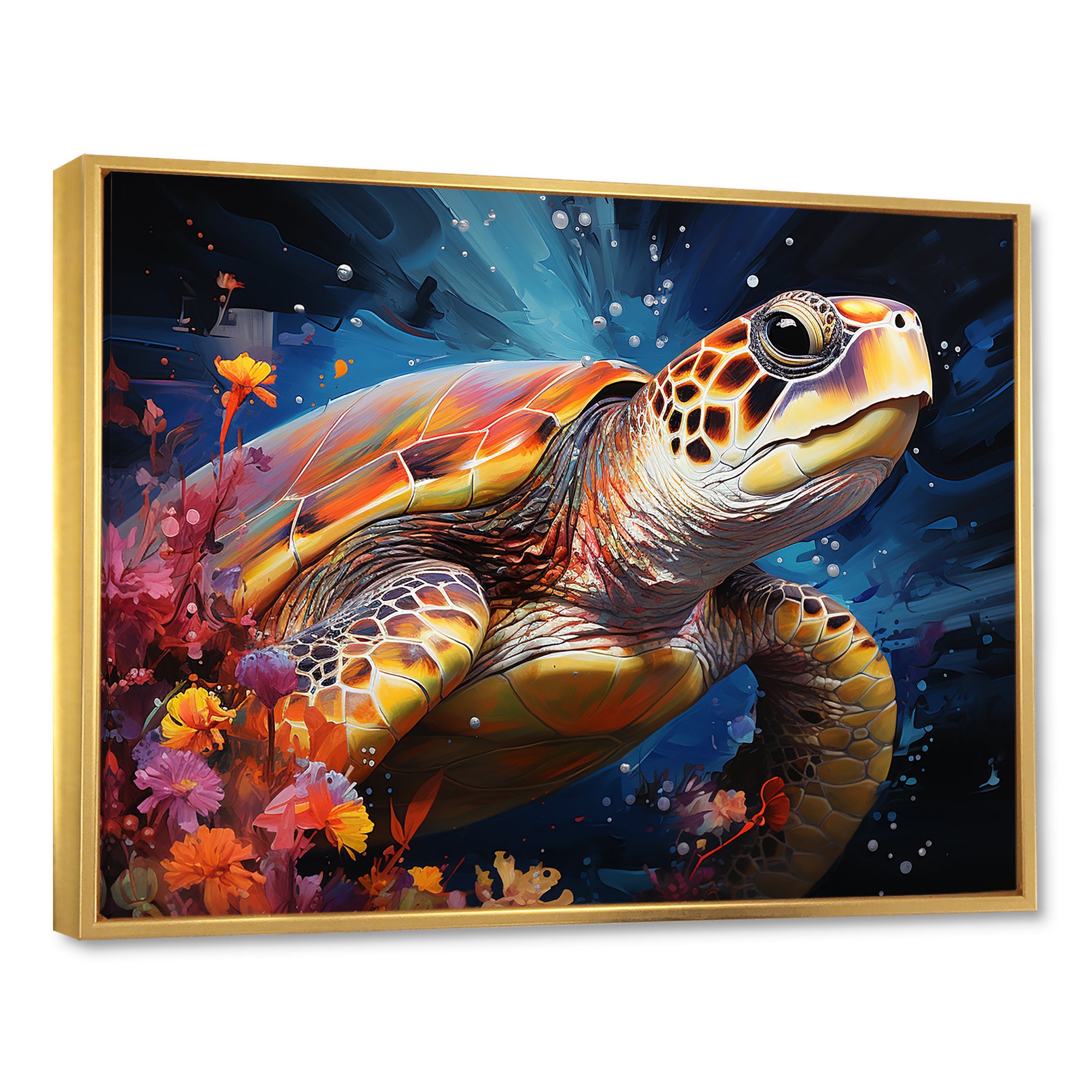 Serene Turtle Underwaters - Blue Turtle Wall Art