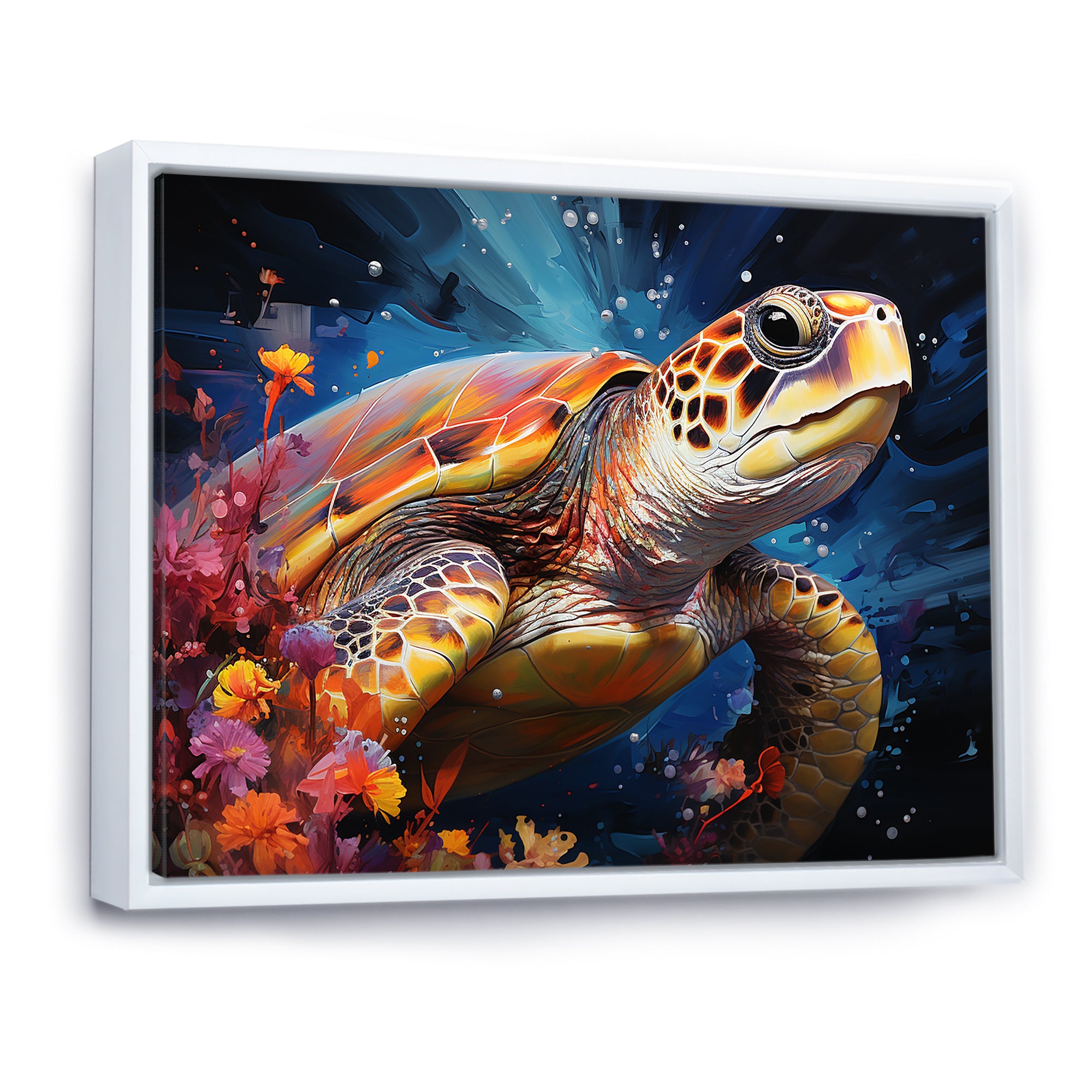Serene Turtle Underwaters - Blue Turtle Wall Art