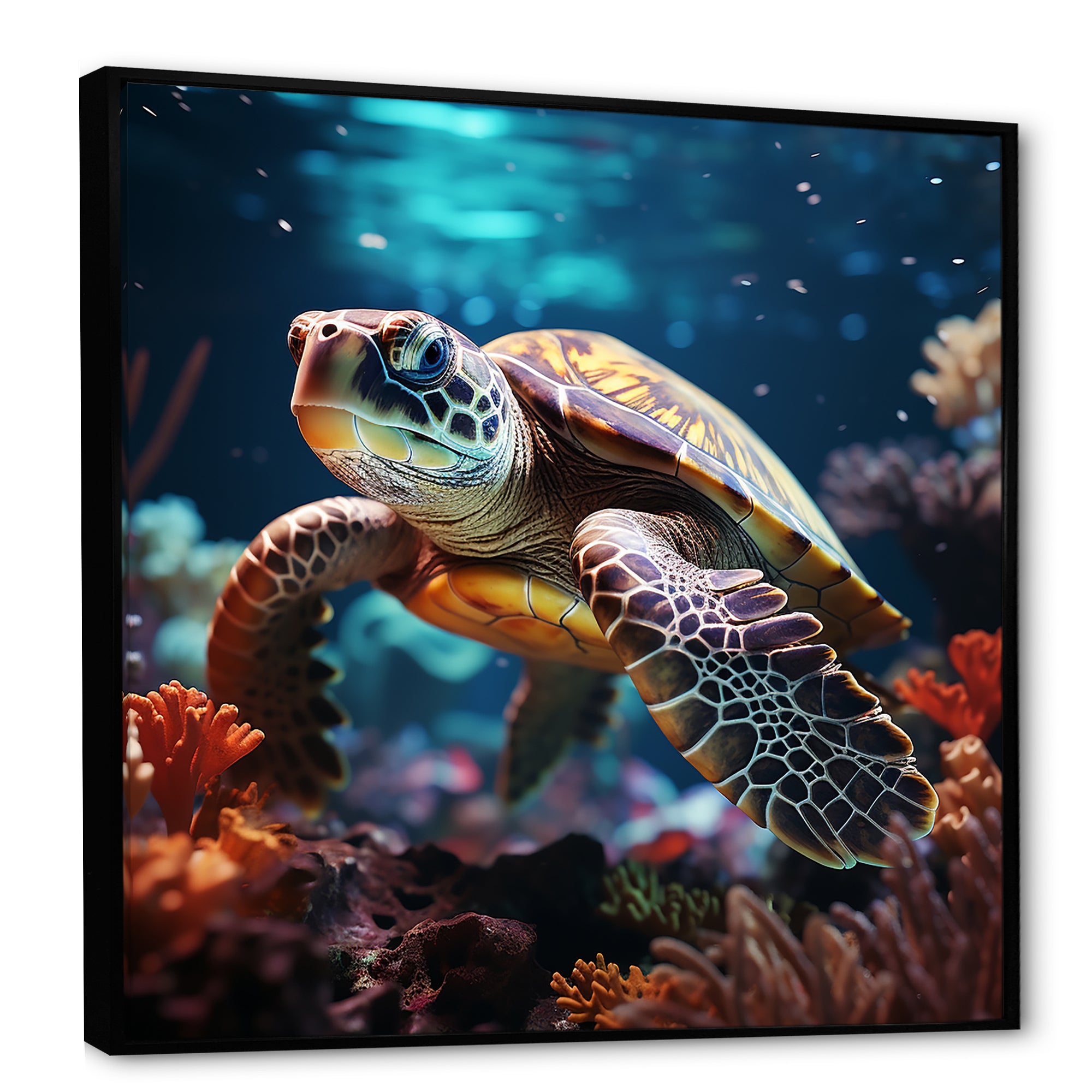 Tranquility Of A Turtle In A Dream - Turtle Framed Canvas Art