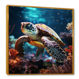 Tranquility Of A Turtle In A Dream - Turtle Framed Canvas Art