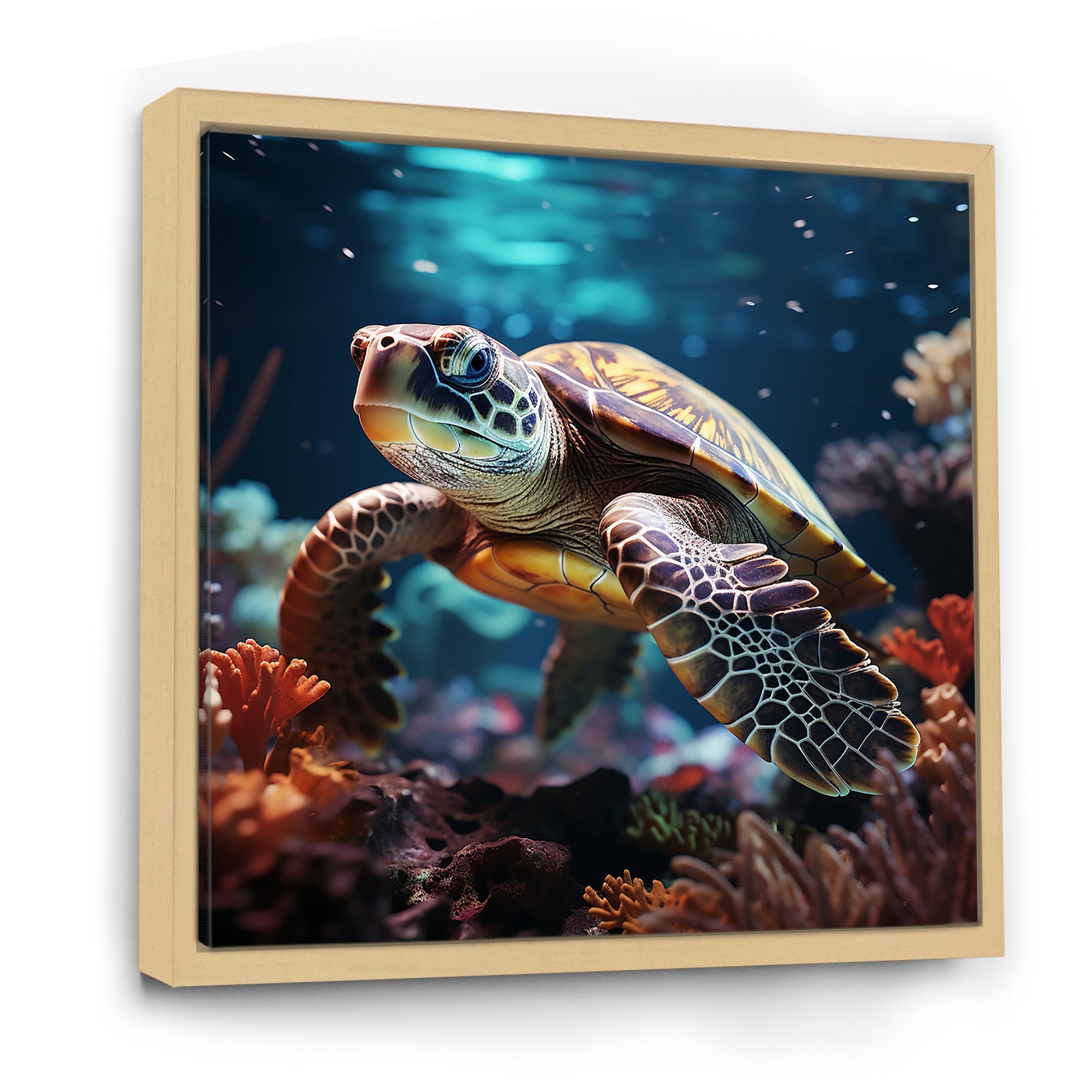 Tranquility Of A Turtle In A Dream - Turtle Framed Canvas Art