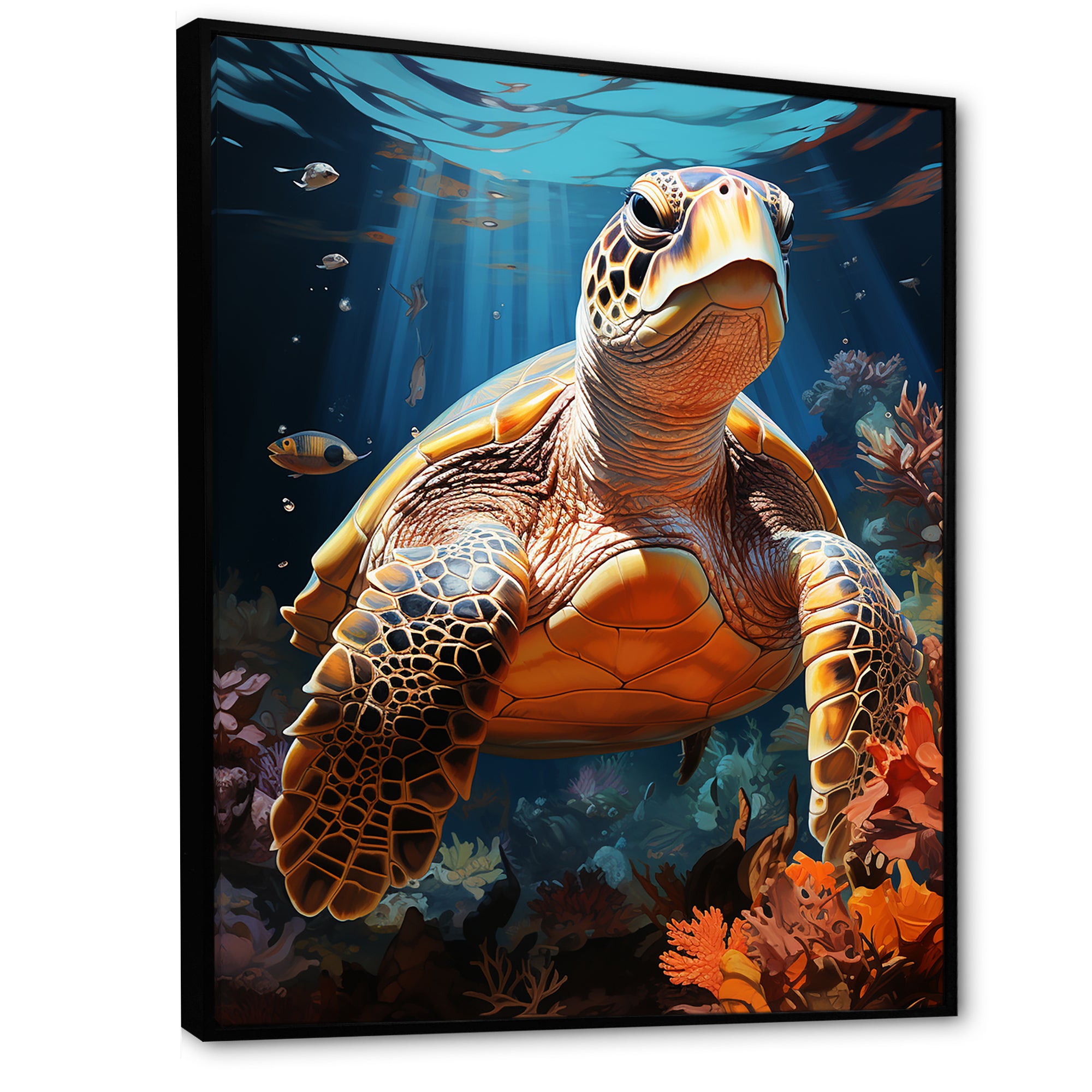 Fantasy Reef - Turtle Large Canvas Wall Art