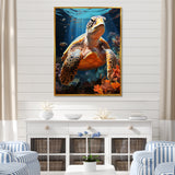 Fantasy Reef - Turtle Large Canvas Wall Art