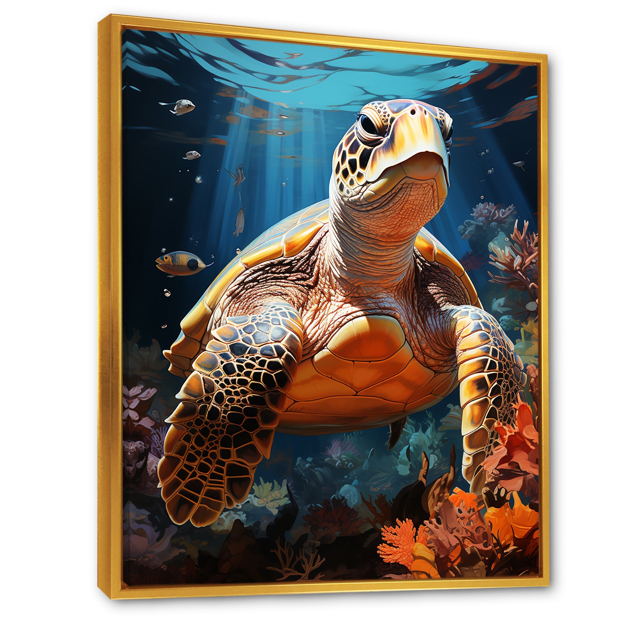 Fantasy Reef - Turtle Large Canvas Wall Art