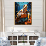 Fantasy Reef - Turtle Large Canvas Wall Art