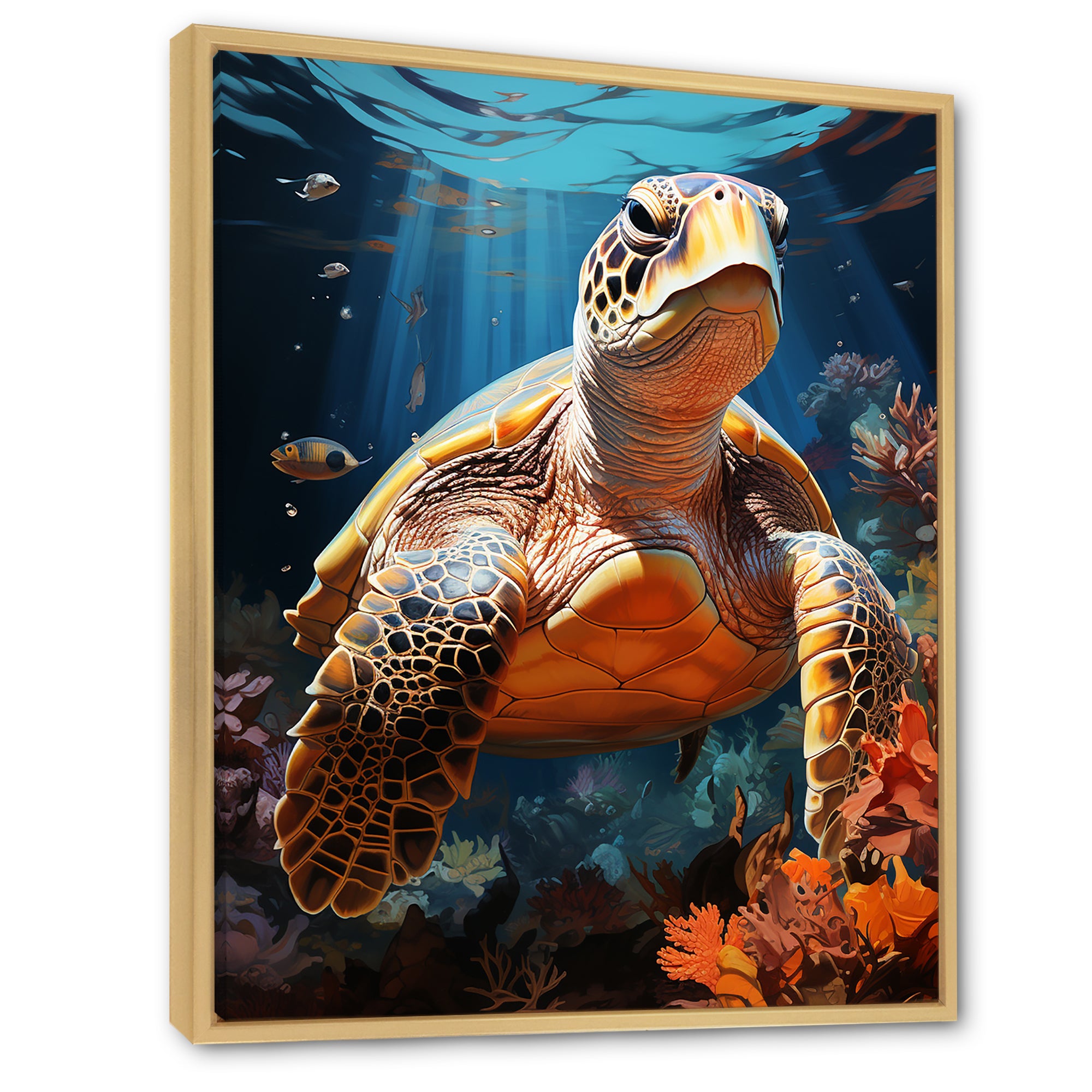 Fantasy Reef - Turtle Large Canvas Wall Art