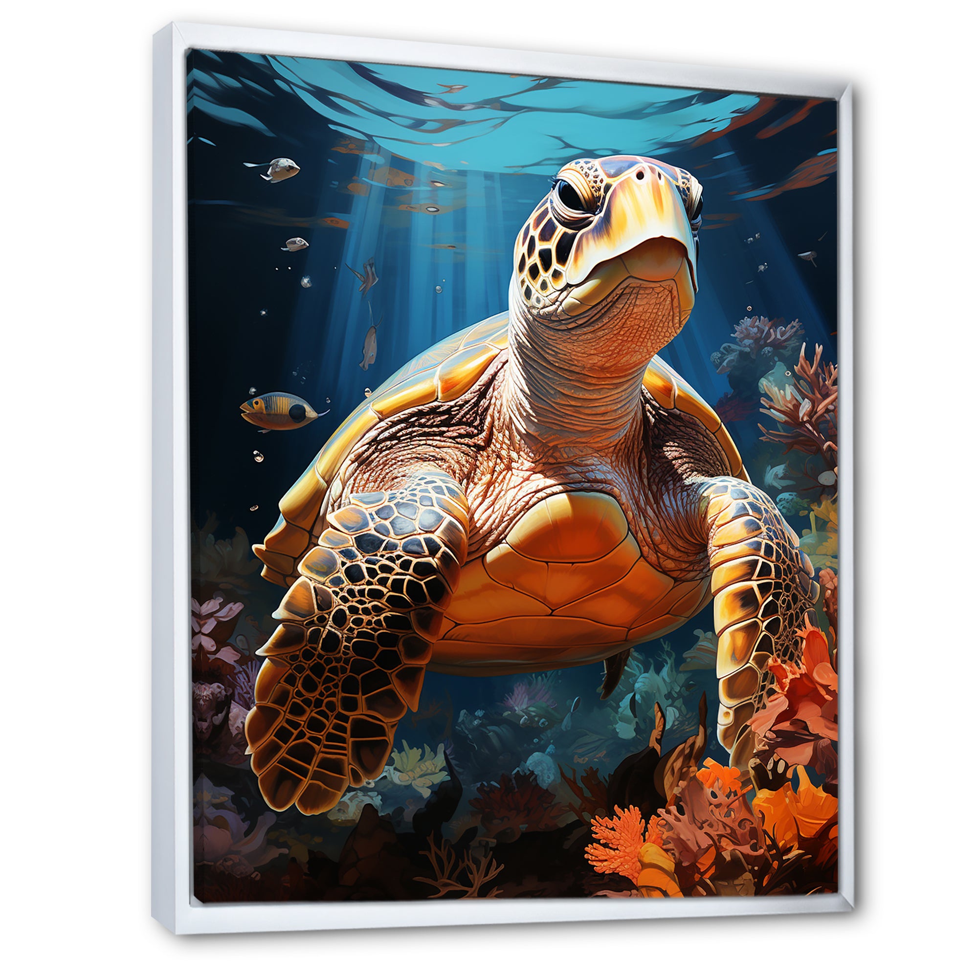 Fantasy Reef - Turtle Large Canvas Wall Art