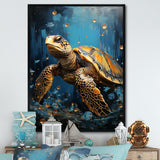 Underwater Golden Shell - Turtle Home Decor Art