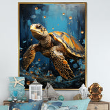 Underwater Golden Shell - Turtle Home Decor Art