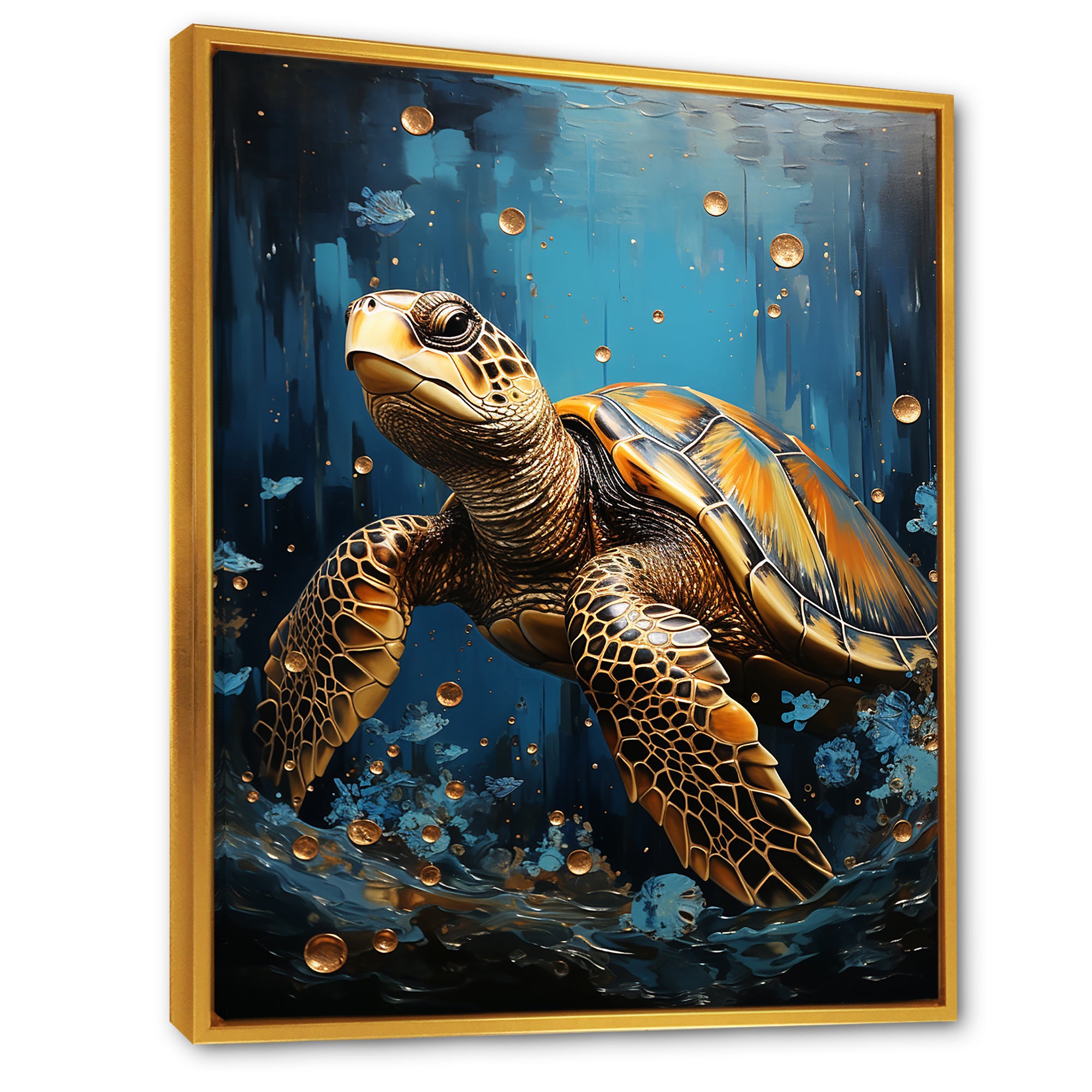 Underwater Golden Shell - Turtle Home Decor Art