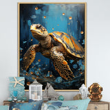 Underwater Golden Shell - Turtle Home Decor Art
