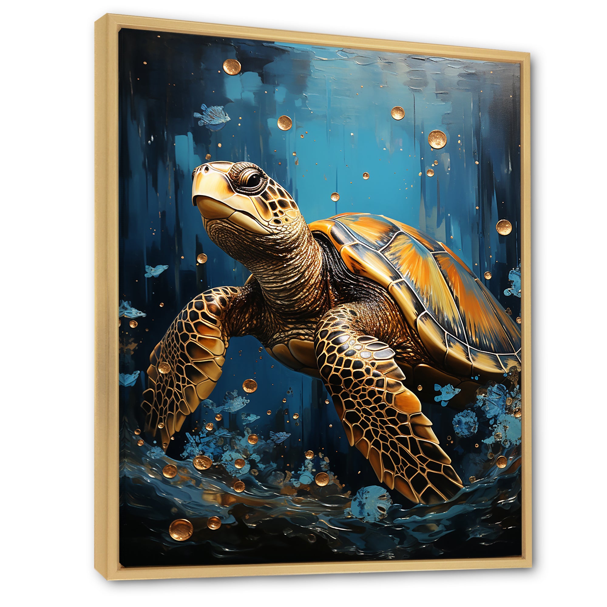 Underwater Golden Shell - Turtle Home Decor Art