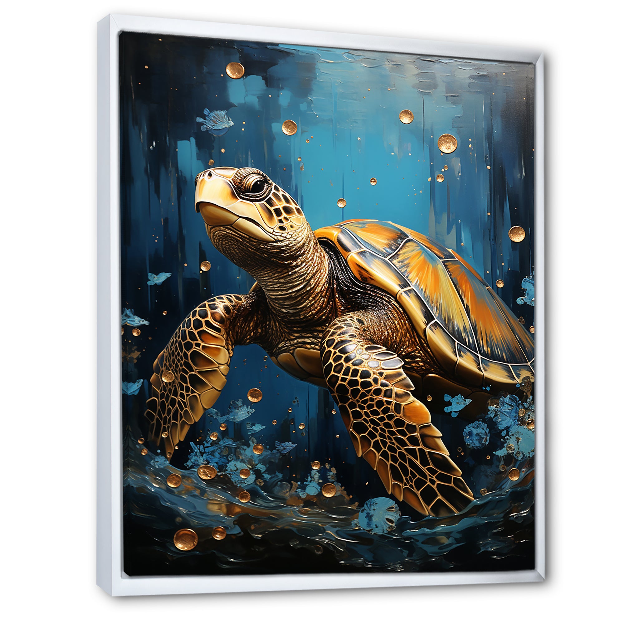Underwater Golden Shell - Turtle Home Decor Art