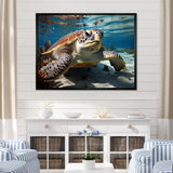 Minimalist Lagoon Turtle - Turtle Wall Art Prints