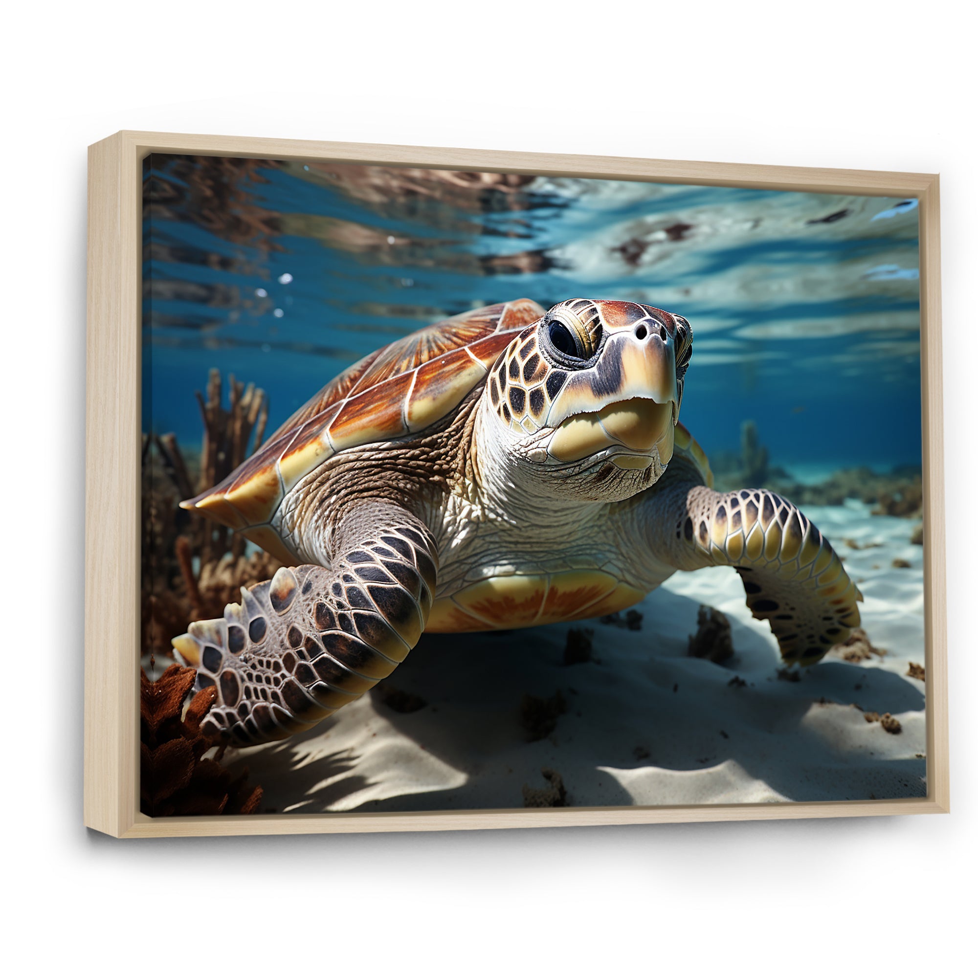 Minimalist Lagoon Turtle - Turtle Wall Art Prints