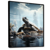 Minimalist Portrayal Of A Turtle - Black Turtle Wall Art