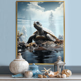 Minimalist Portrayal Of A Turtle - Black Turtle Wall Art