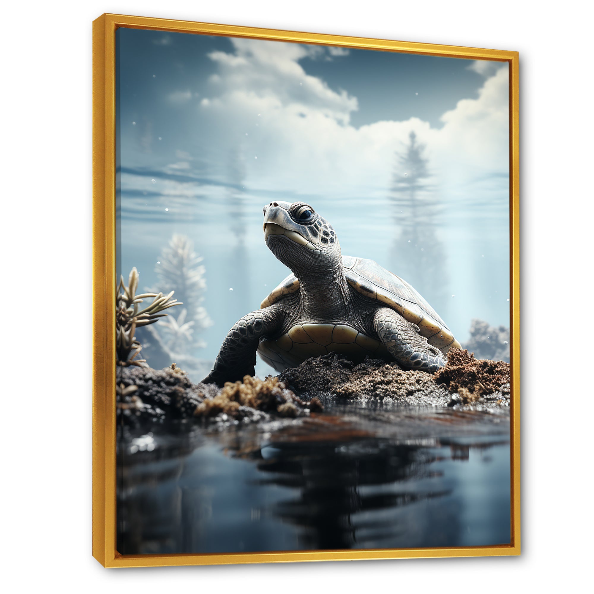 Minimalist Portrayal Of A Turtle - Black Turtle Wall Art