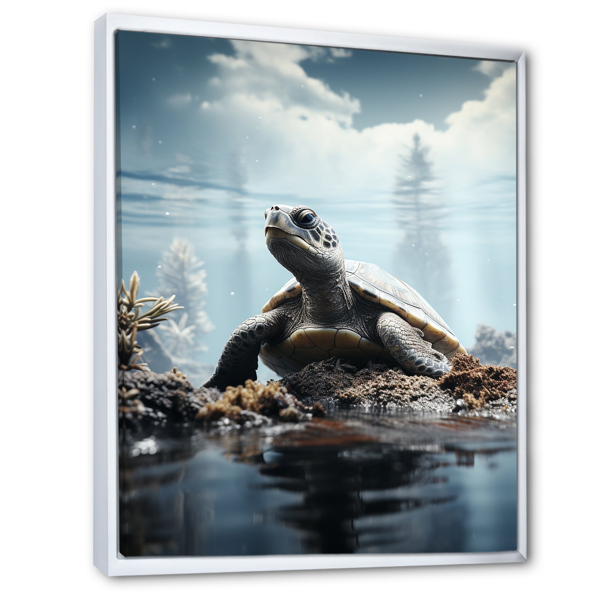 Minimalist Portrayal Of A Turtle - Black Turtle Wall Art