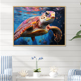 Pastel Sea Turtle - Turtle Large Canvas Wall Art