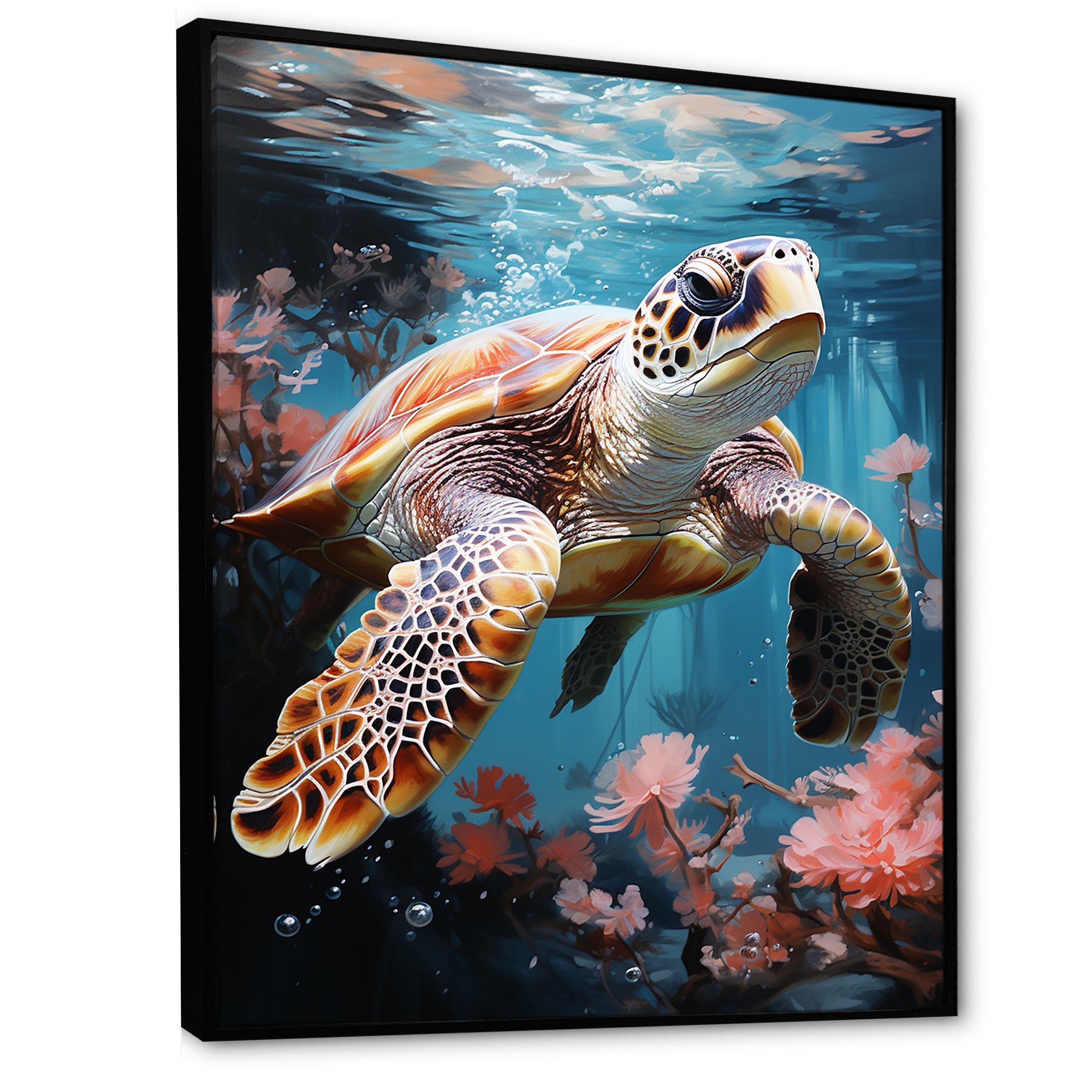 Playful Sea Turtle - Turtle Home Decor Art
