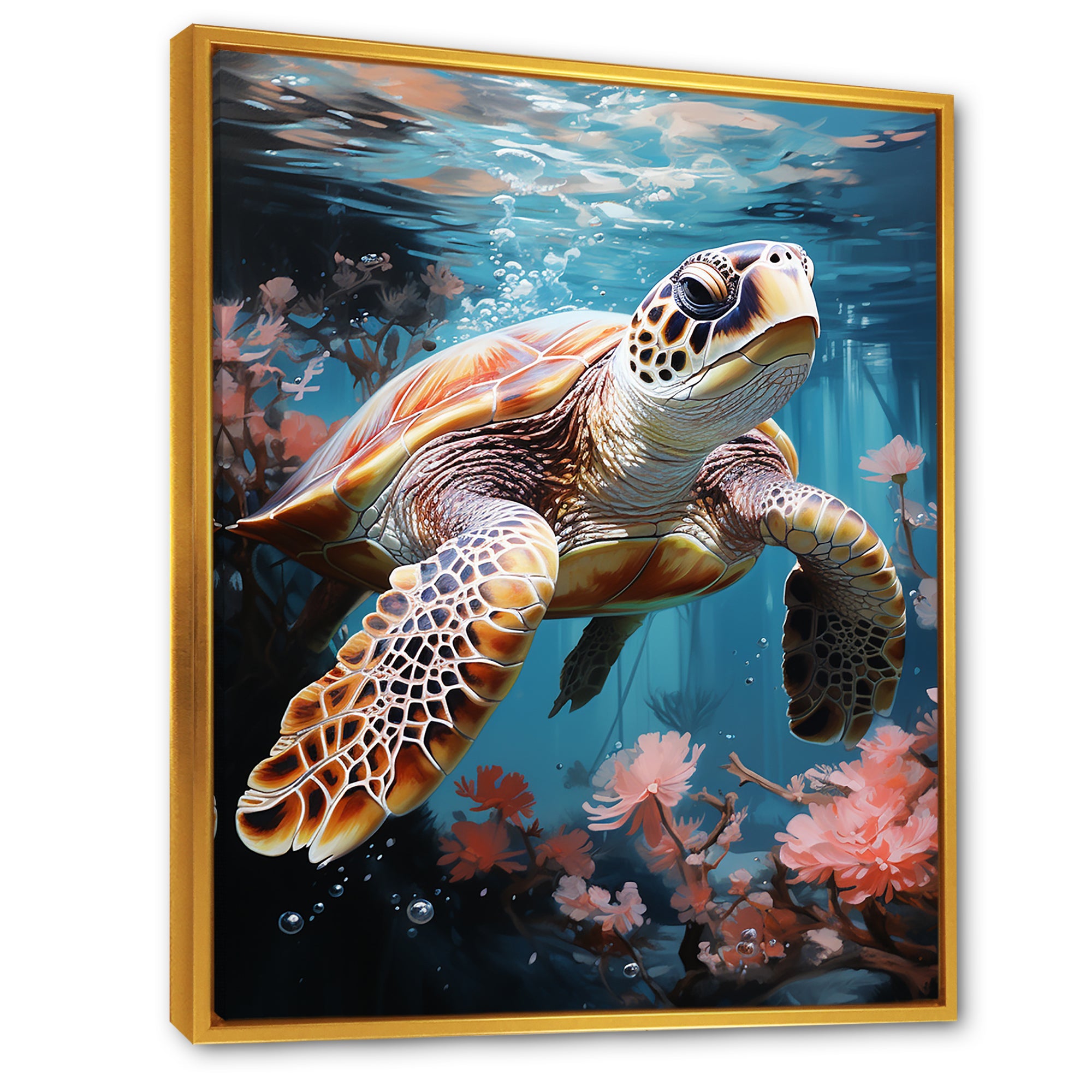 Playful Sea Turtle - Turtle Home Decor Art
