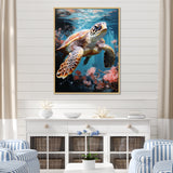 Playful Sea Turtle - Turtle Home Decor Art