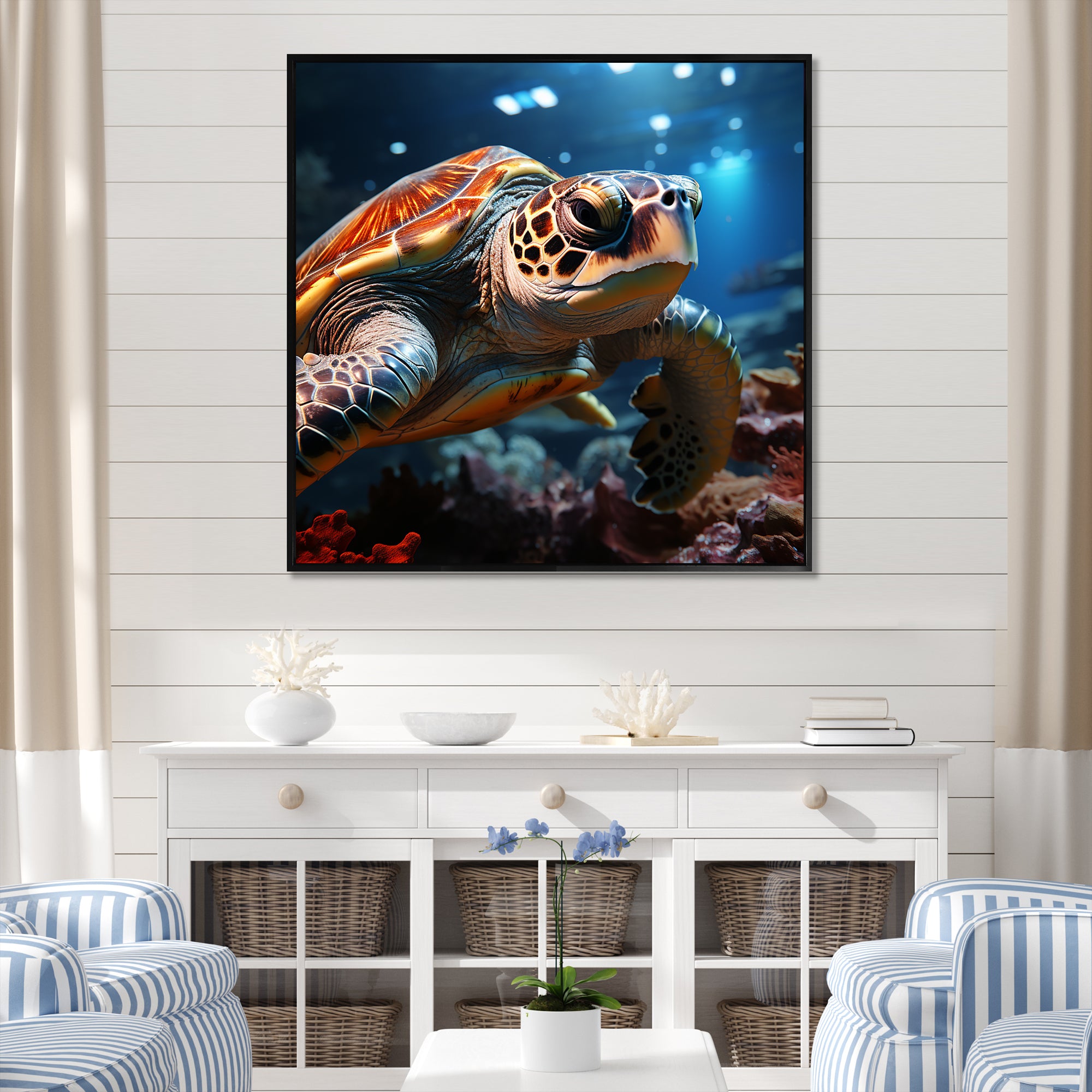 Realistic Portrayal Of A Turtle - Turtle Canvas Wall Art