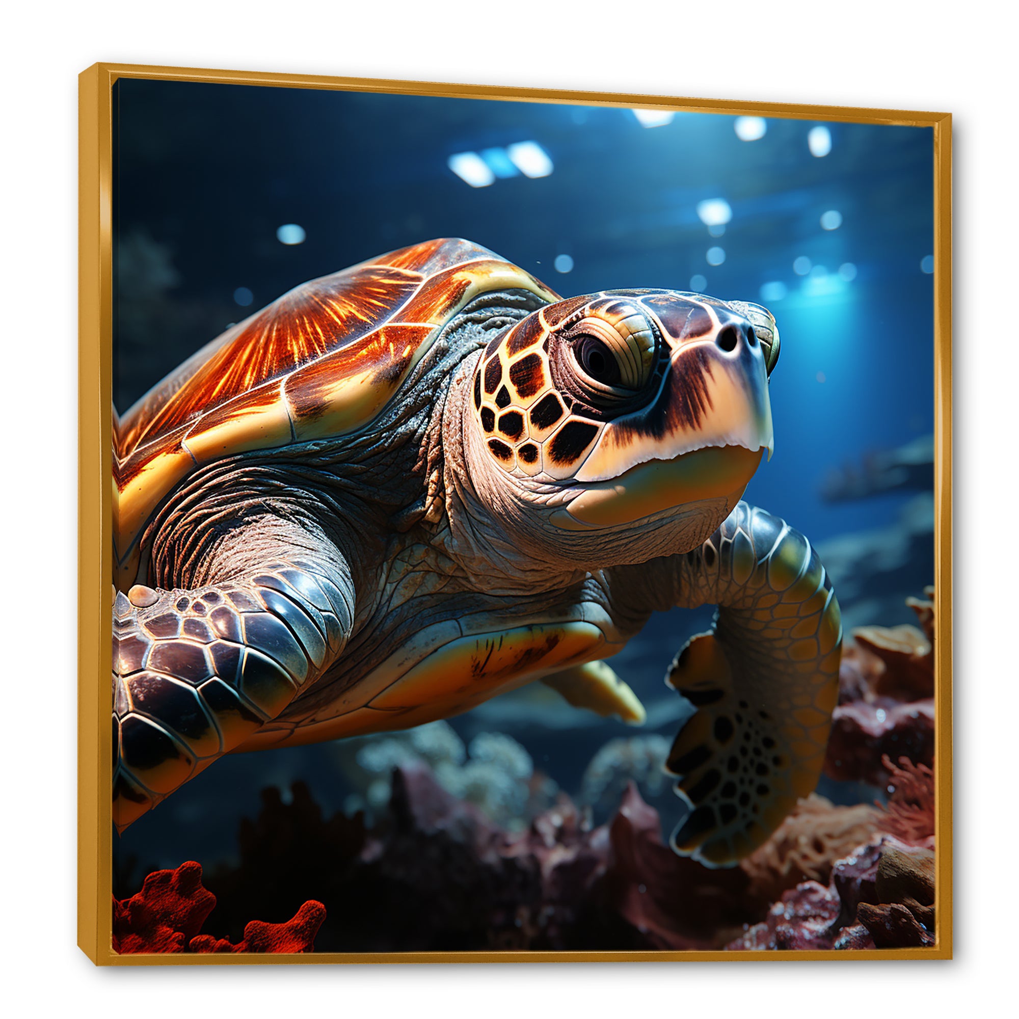 Realistic Portrayal Of A Turtle - Turtle Canvas Wall Art