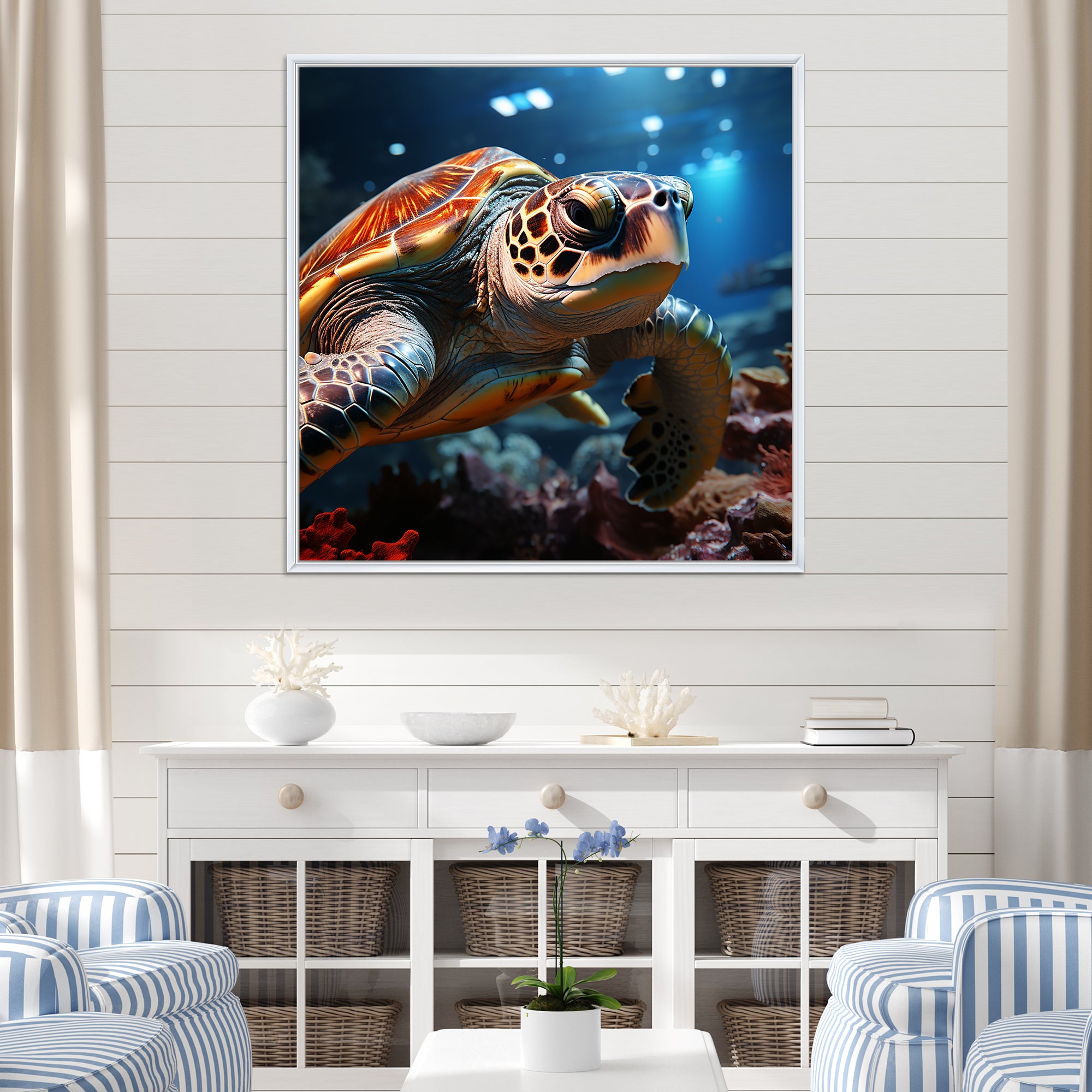 Realistic Portrayal Of A Turtle - Turtle Canvas Wall Art