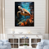Surreal Underwater Turtle Odyssey - Gray Turtle Wall Art
