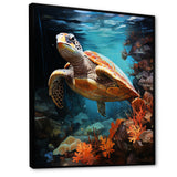 Surreal Underwater Turtle Odyssey - Gray Turtle Wall Art