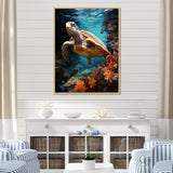 Surreal Underwater Turtle Odyssey - Gray Turtle Wall Art