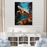 Surreal Underwater Turtle Odyssey - Gray Turtle Wall Art