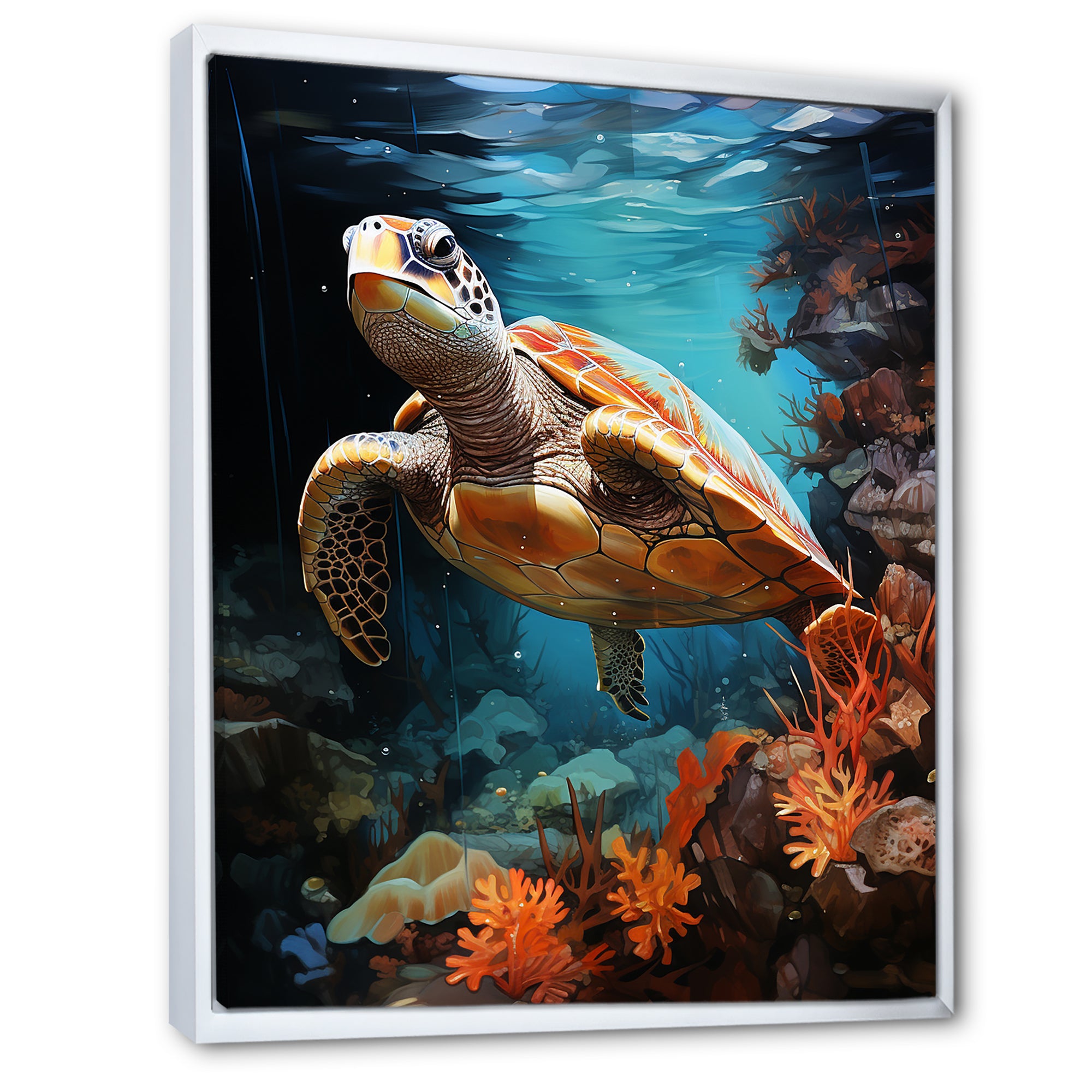 Surreal Underwater Turtle Odyssey - Gray Turtle Wall Art
