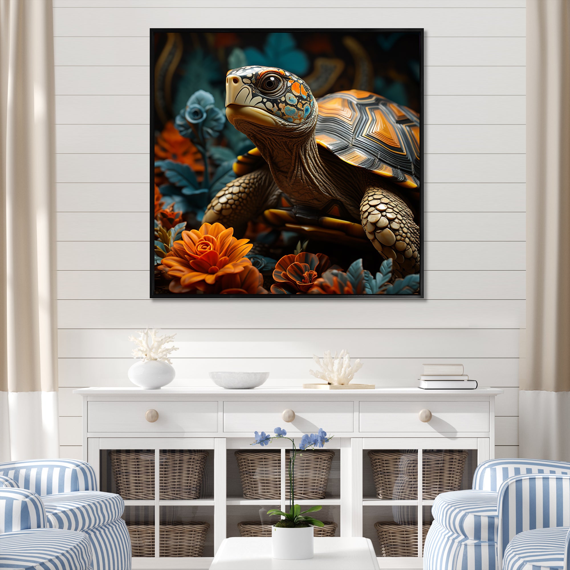 Symbolic Wisdom - Turtle Large Canvas Wall Art