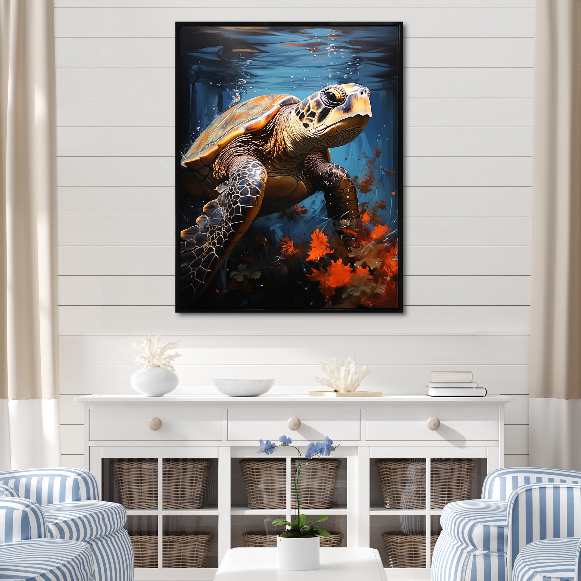 Urban Aquatic Explorer - Turtle Bedroom Wall Art