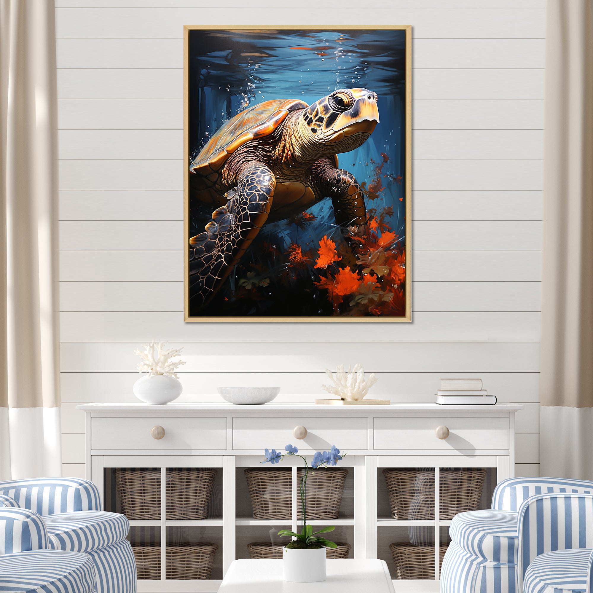 Urban Aquatic Explorer - Turtle Bedroom Wall Art