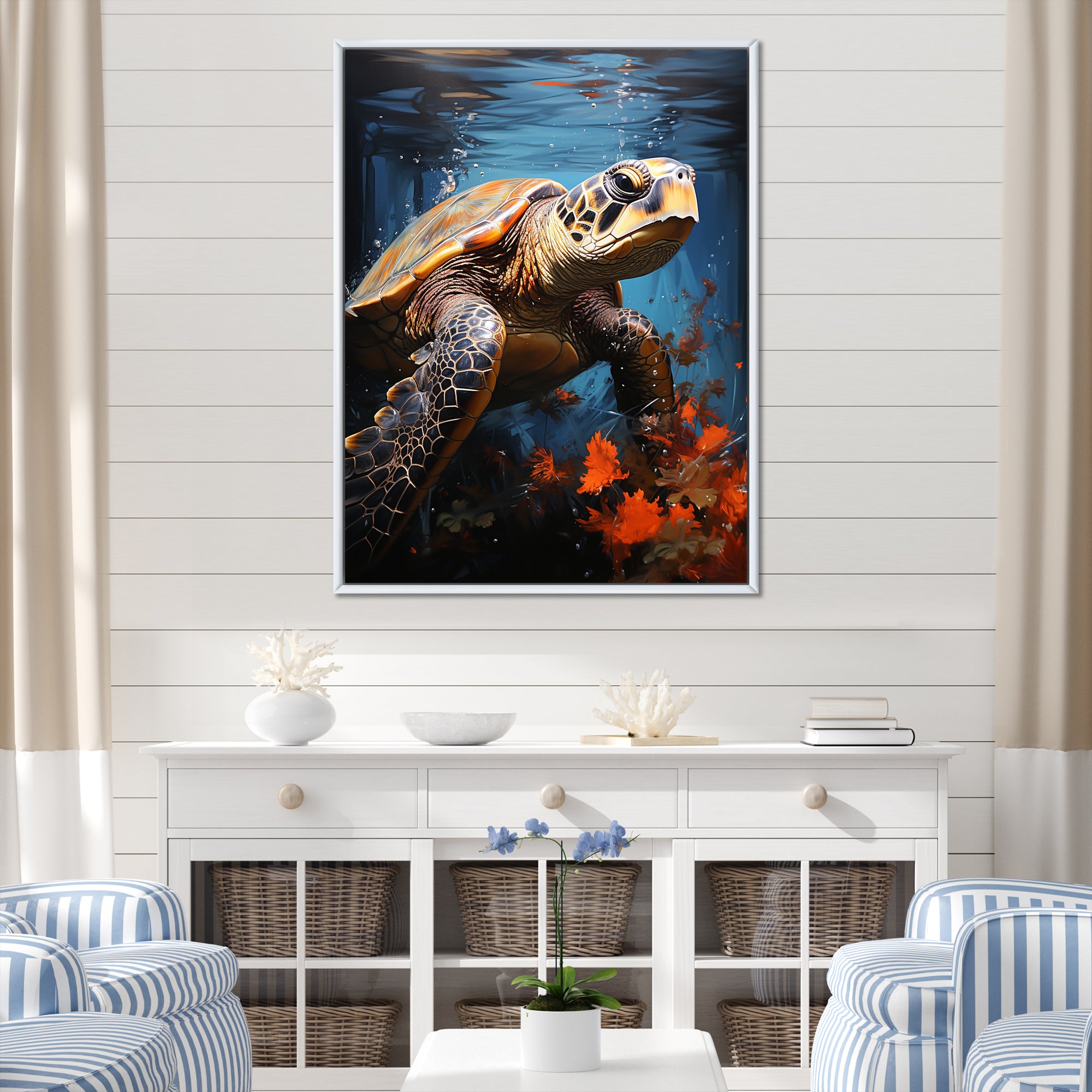 Urban Aquatic Explorer - Turtle Bedroom Wall Art